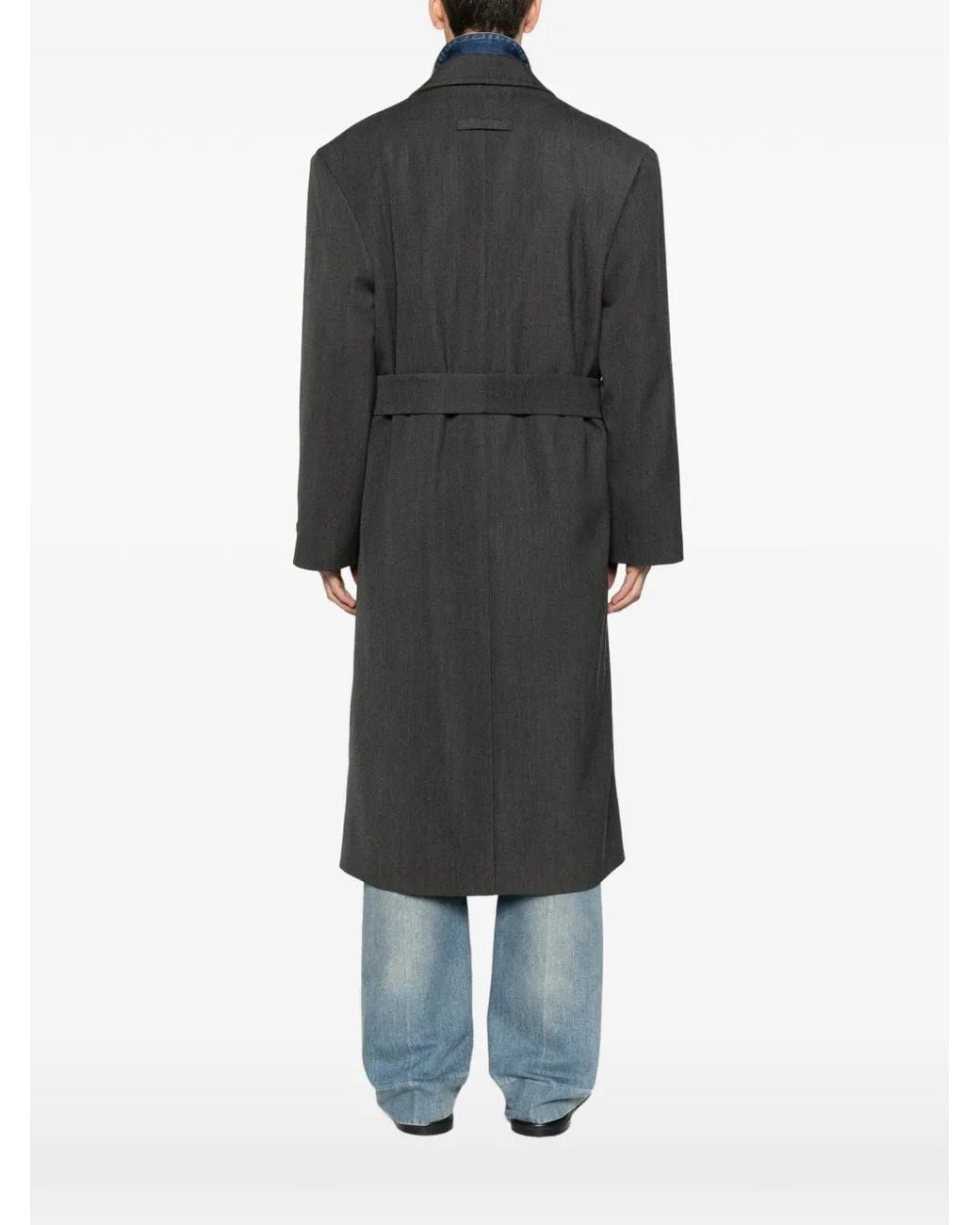 Fear Of God Black Detachable-Belt Coat for men