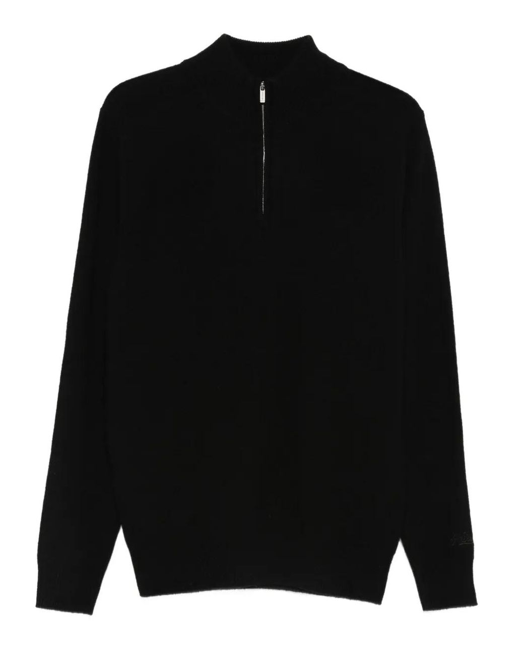 Mc2 Saint Barth Black Zip Mock-Neck Sweater for men