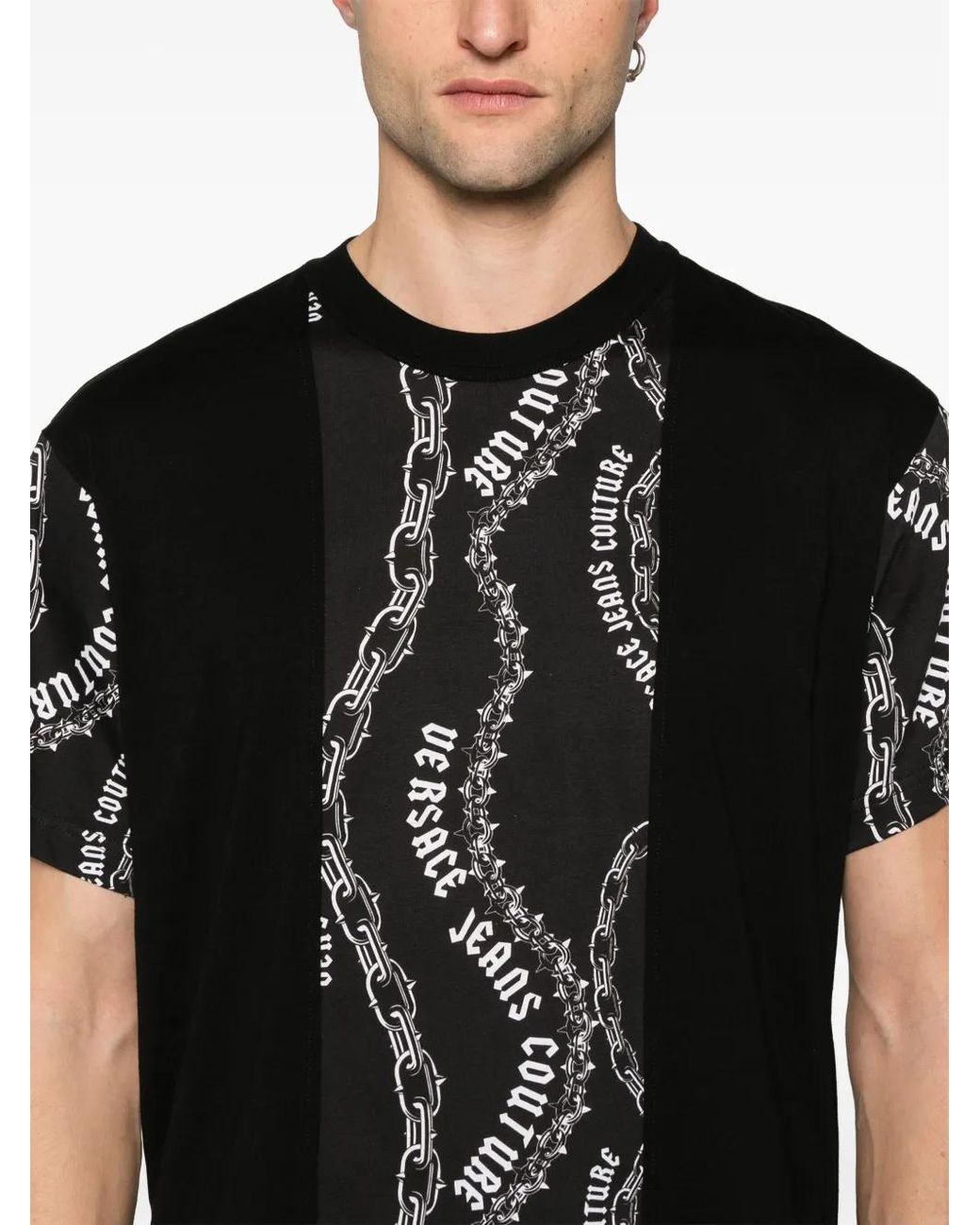 Versace Jeans Couture Black Chain Couture Cotton T-Shirt for men