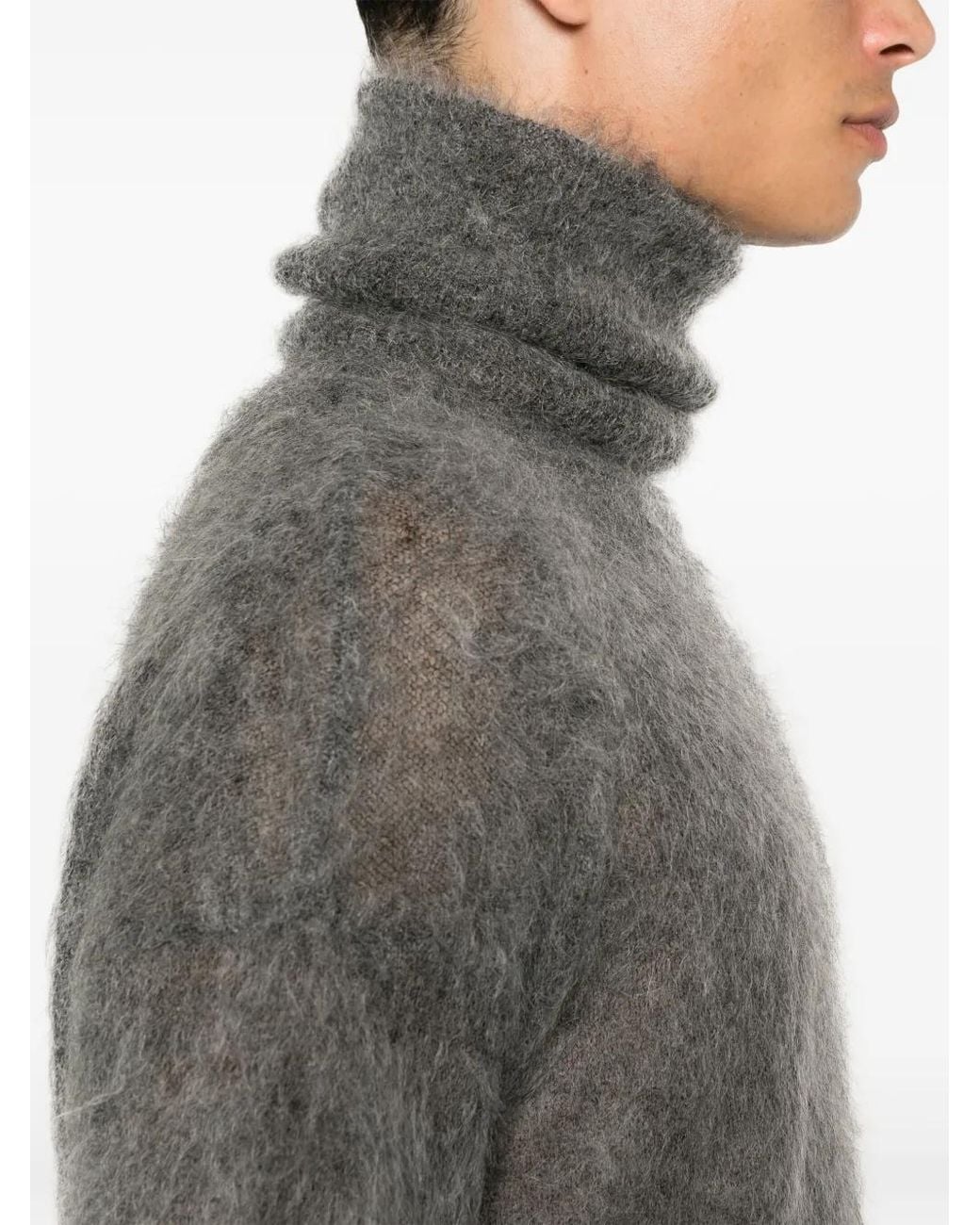 Saint Laurent Gray Mohair Turtleneck Jumper for men