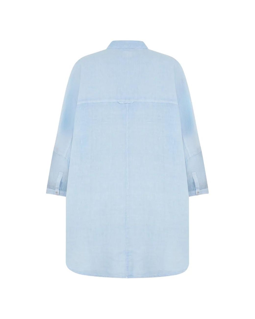 120% Lino Blue High-Low Button-Down Shirt