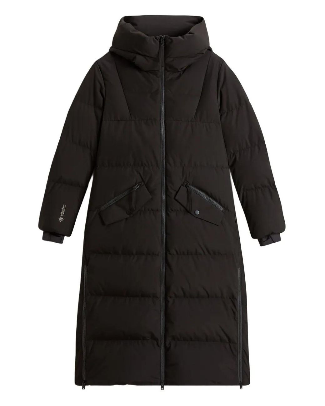 Woolrich Black Hooded Quilted Coat