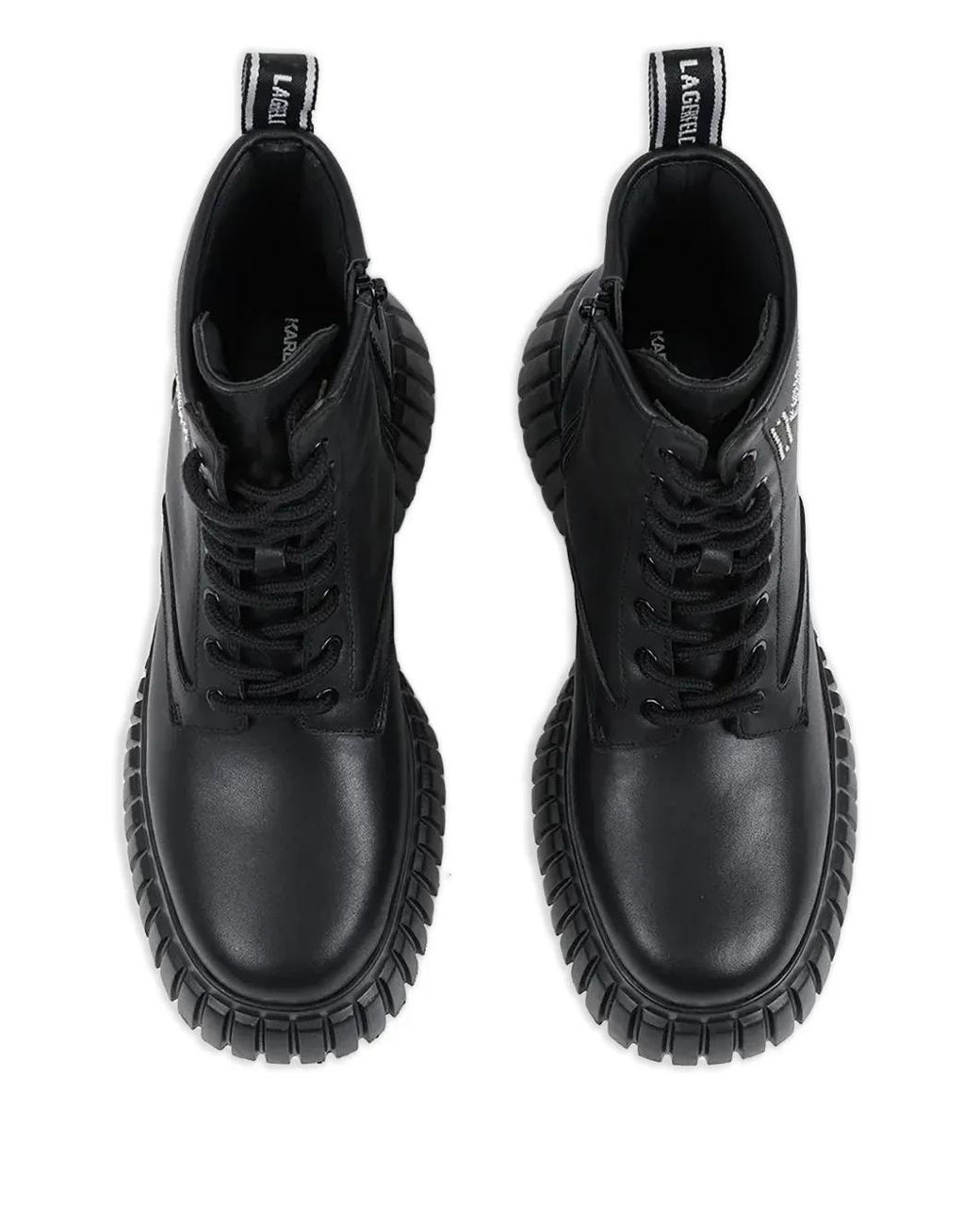 Karl Lagerfeld Black Logo-Embellished Combat Boots