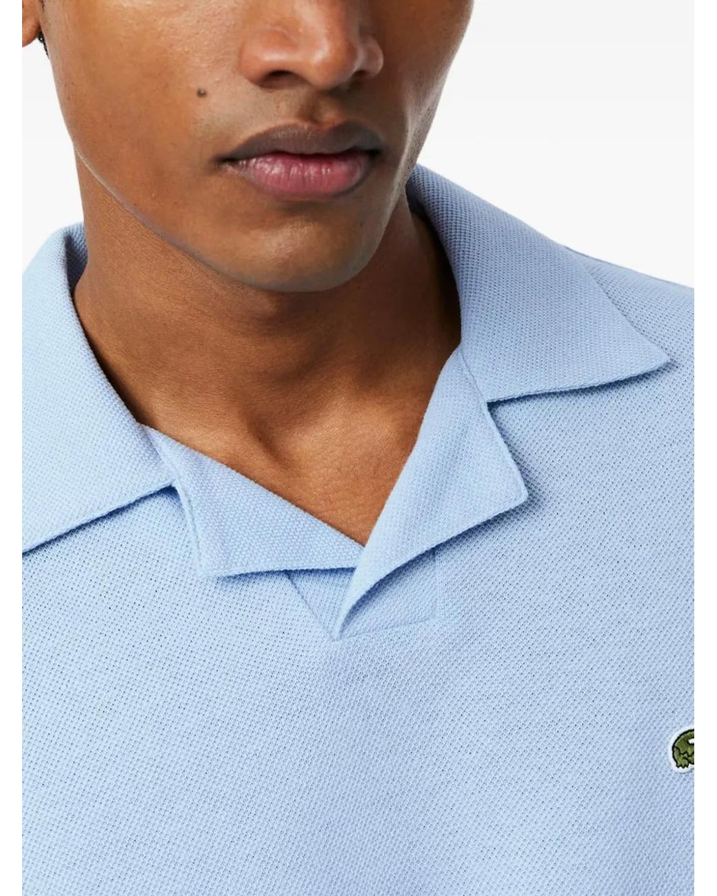 Lacoste Blue Classic Fit Cotton-Linen Polo for men