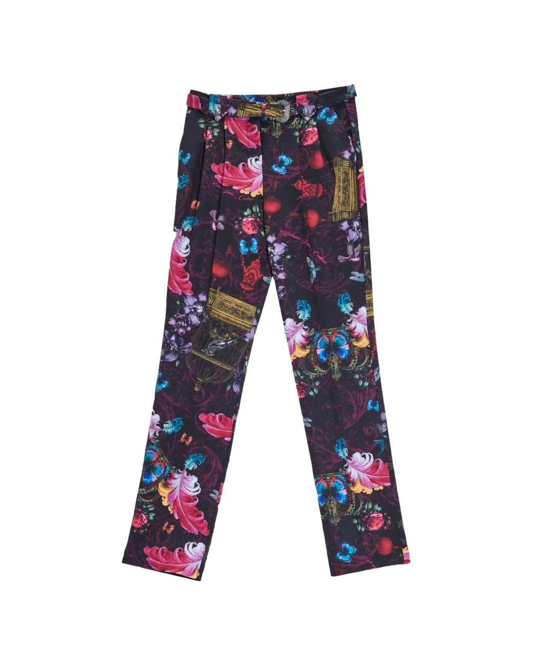 Versace Jeans Couture Blue Cabinet De Curiosité Baroque-Buckle Trousers