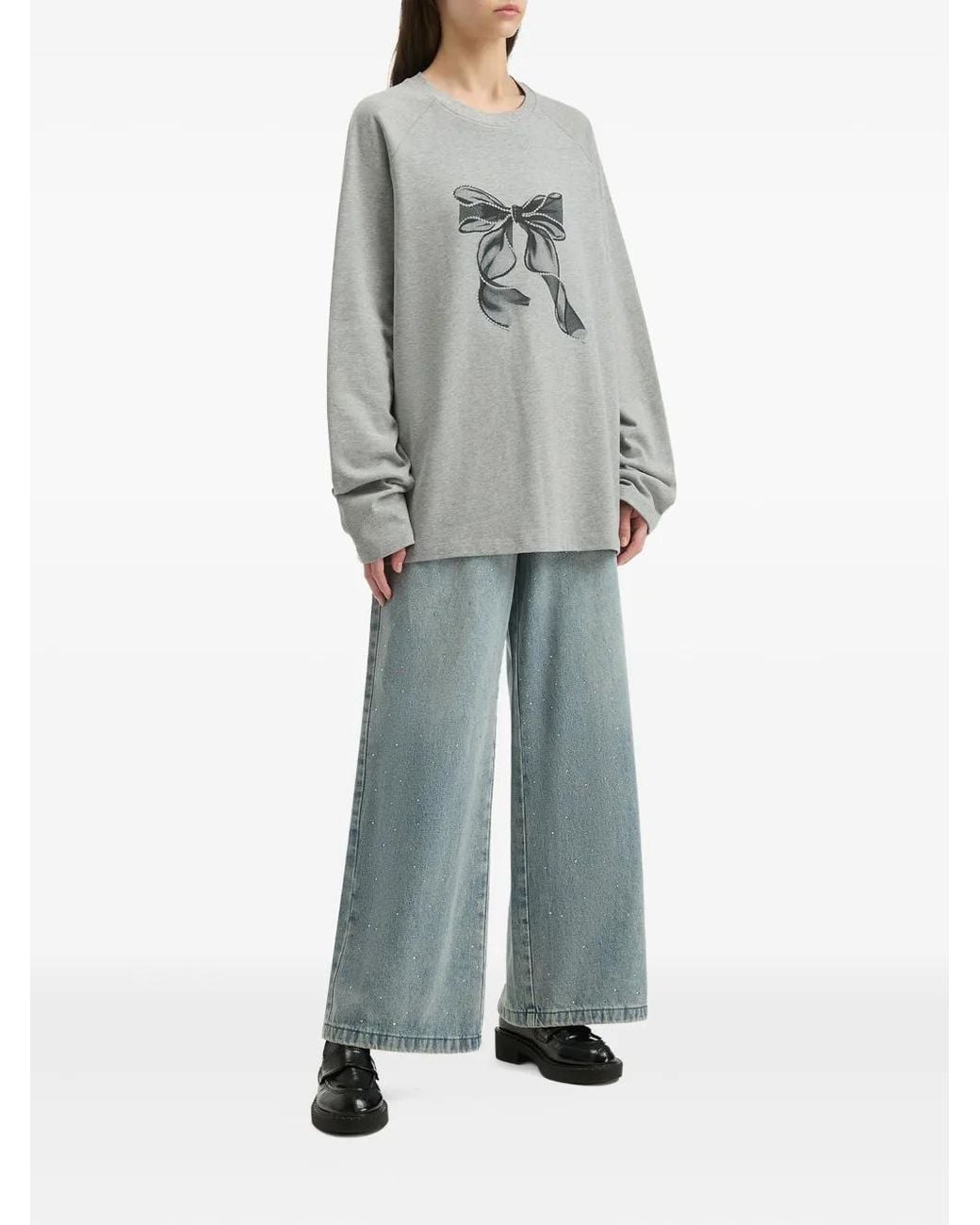 B+ AB Gray Bow-Print Sweatshirt