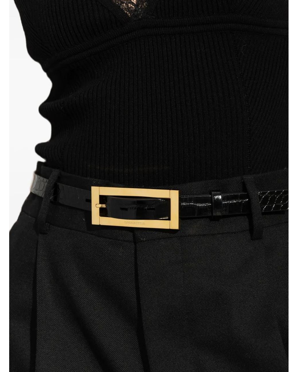 DSquared² White Buckled Leather Belt