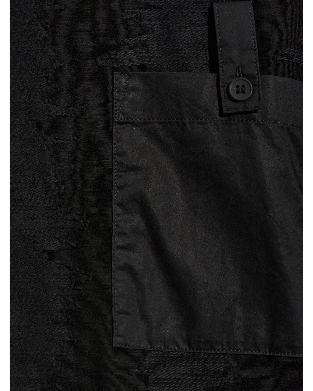 Y-3 Black Deco Stitch Distressed-Effect Patch-Pocket Shirt for men