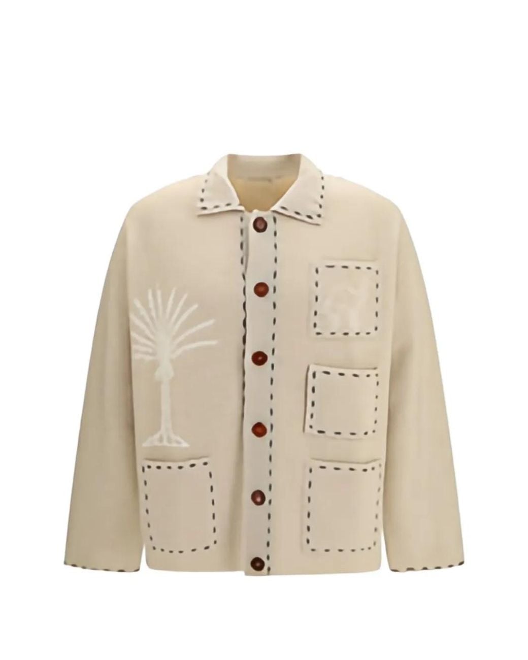 BAZISZT Natural Seeker Intarsia-Knit Cashmere Cardigan for men