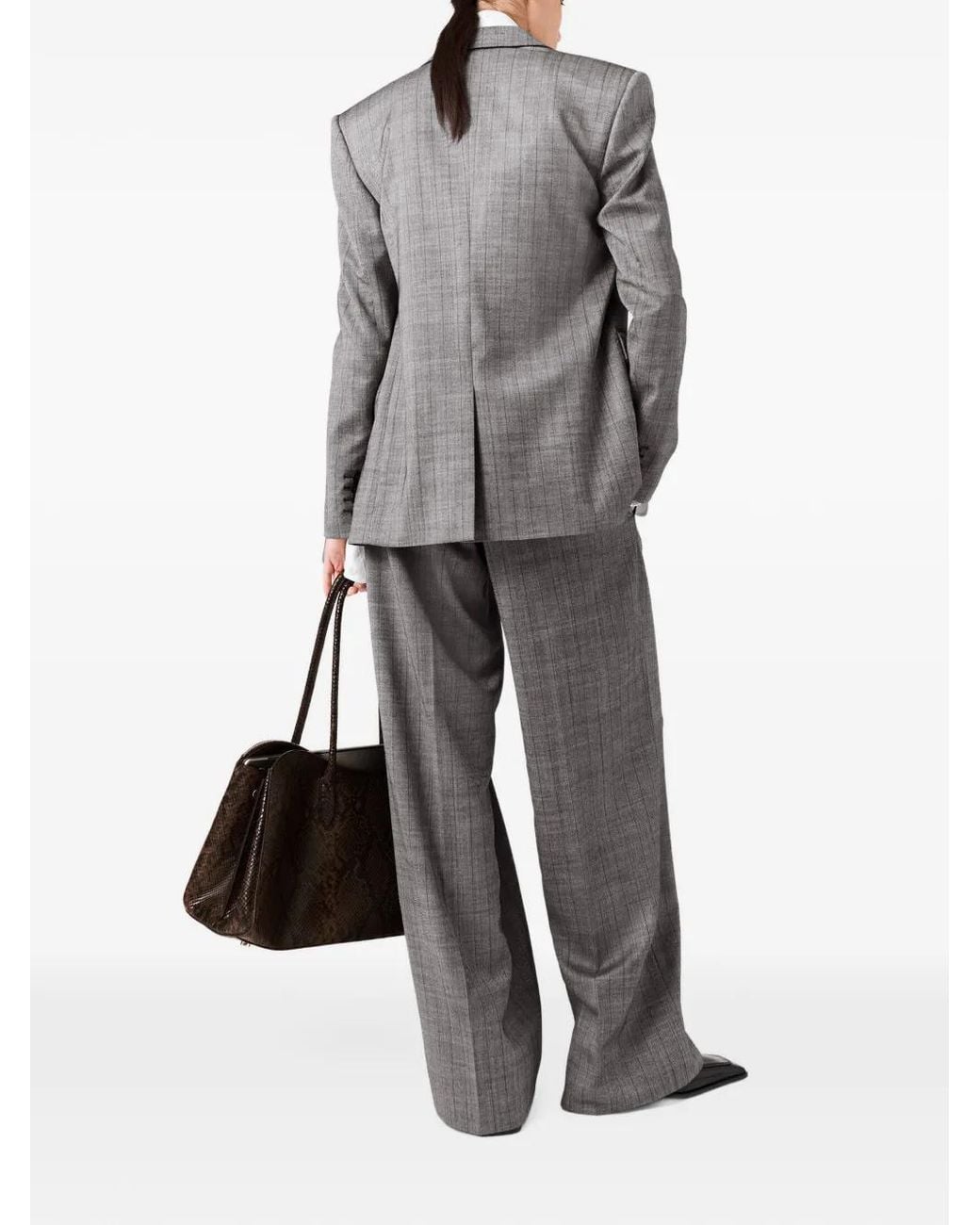 Stella McCartney Gray Striped Single-Breasted Blazer