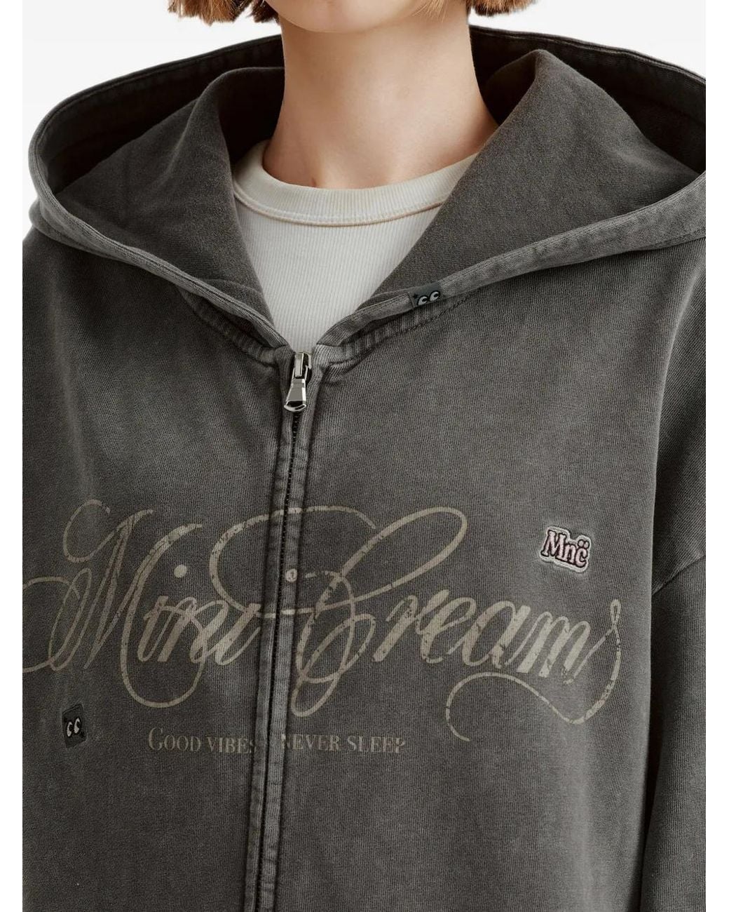 Mini Cream Jurk Met Logoprint in het Gray