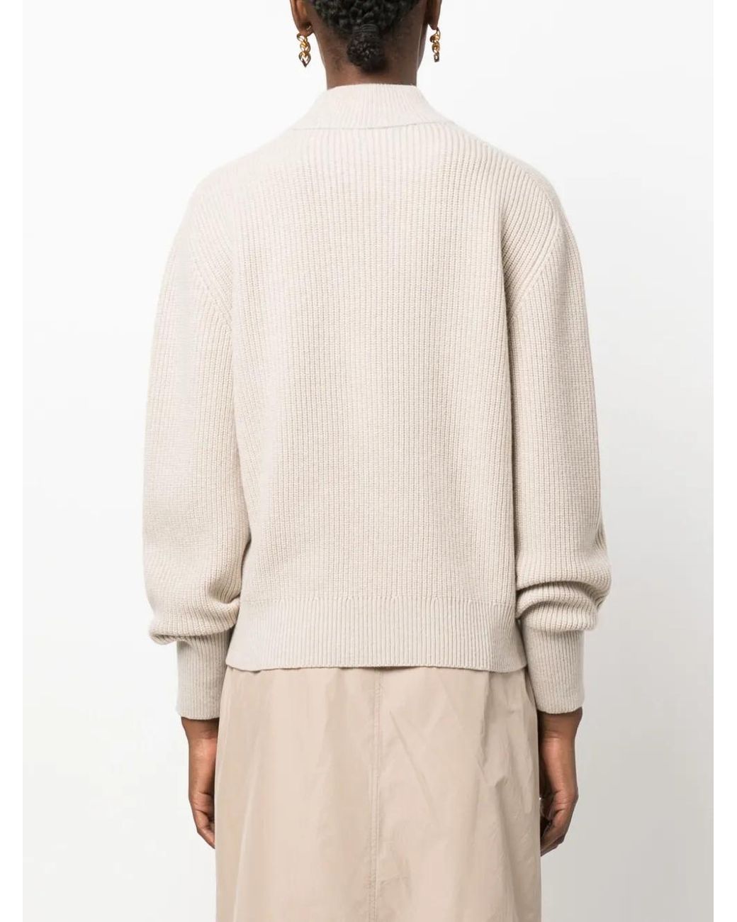 Brunello Cucinelli Natural High Neck Cashmere Sweater