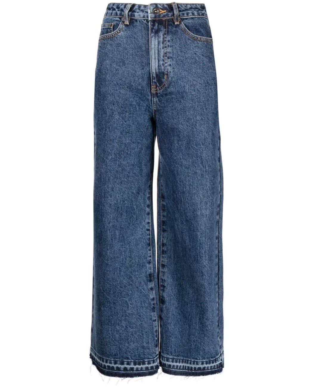 Self-Portrait Blue High-Waist Wide-Leg Jeans