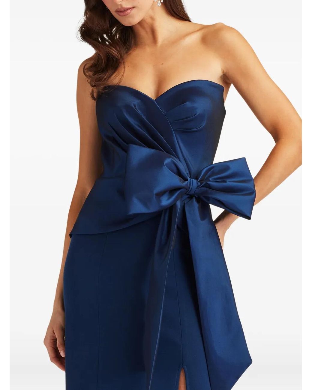Tadashi Shoji Blue Kinah Strapless Maxi Dress