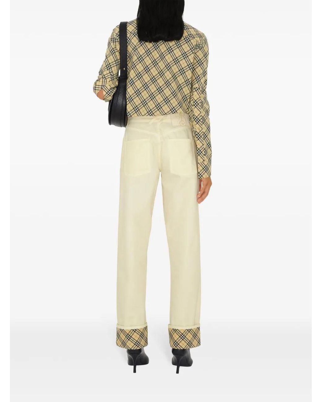 Burberry Natural Checkered Straight-Leg Jeans