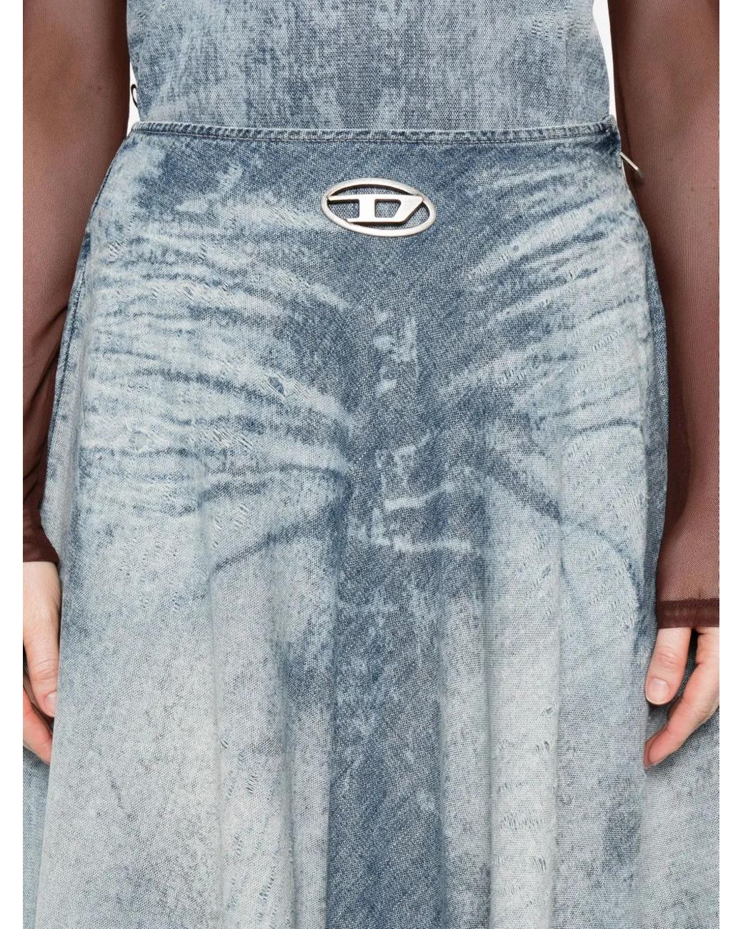 DIESEL Blue De-Annet Denim Midi Skirt