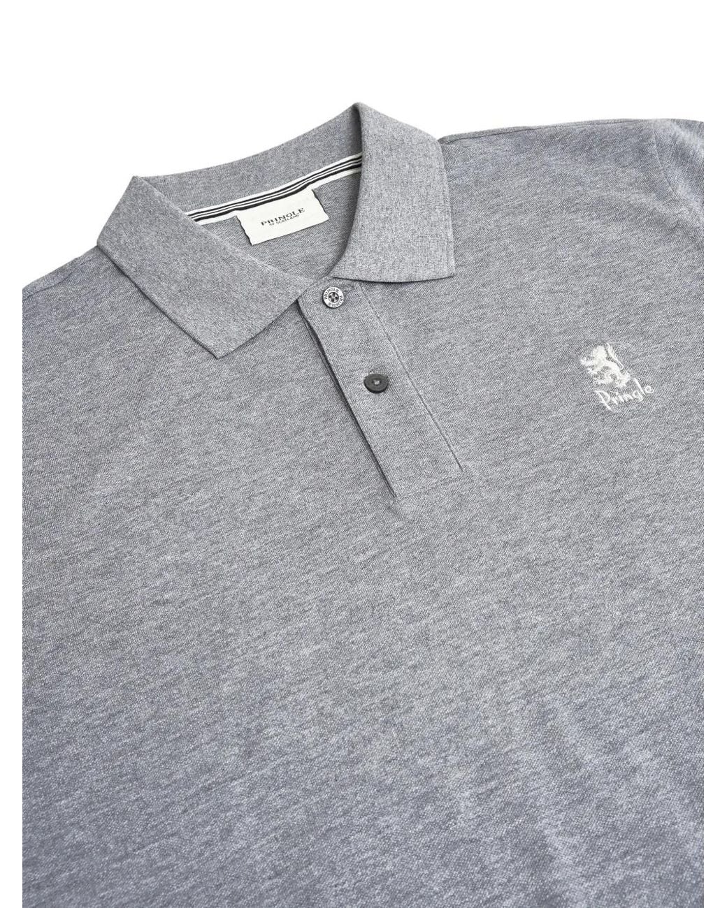 Pringle of Scotland Gray Logo-Embroidered Short-Sleeve Polo Shirt for men