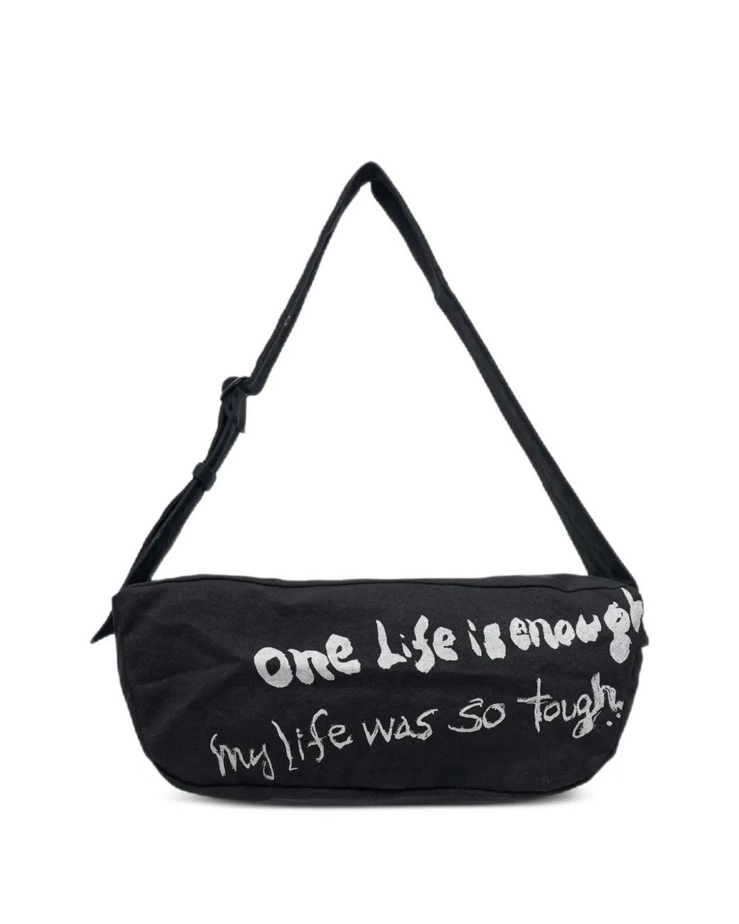 Y's Yohji Yamamoto Black Graphic-Print Box Shoulder Bag