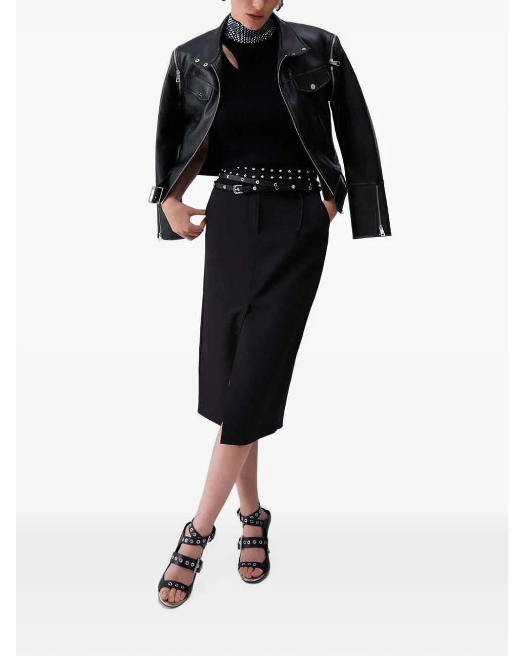 Liu Jo Black Midi Skirt With Studs