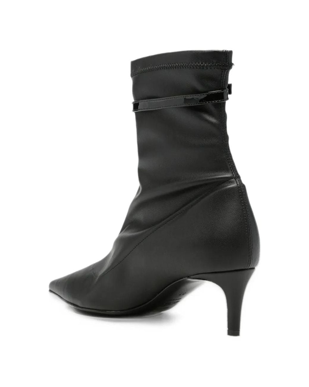 Baldinini Black Pointed-Toe Buckled Ankle Boots
