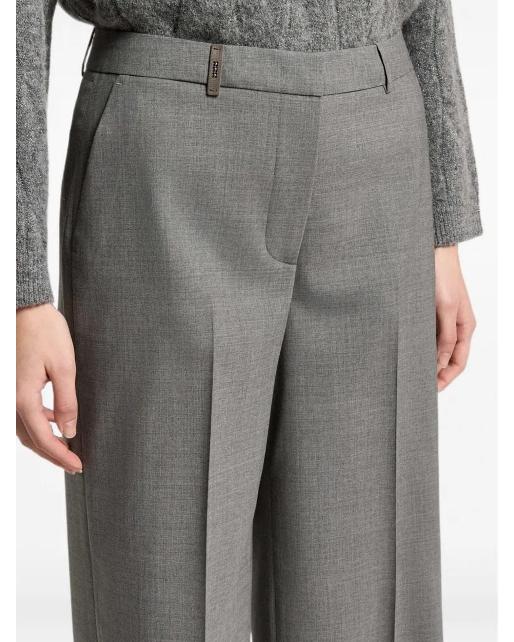 Peserico Gray Pressed-Crease Trousers