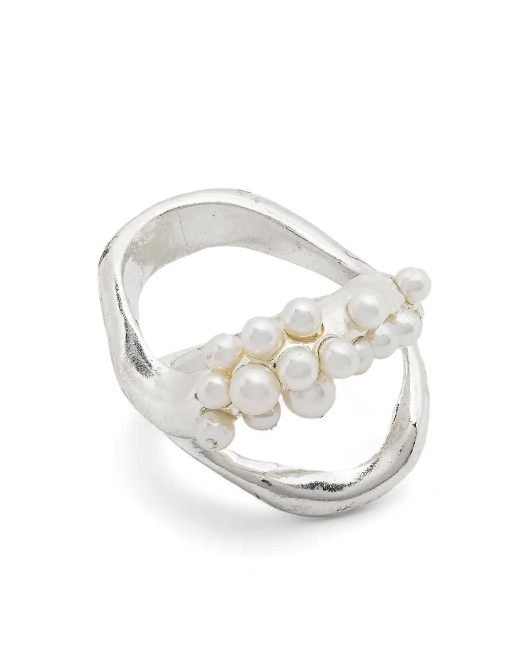Beatriz Palacios White Double-Wave Cluster Ring