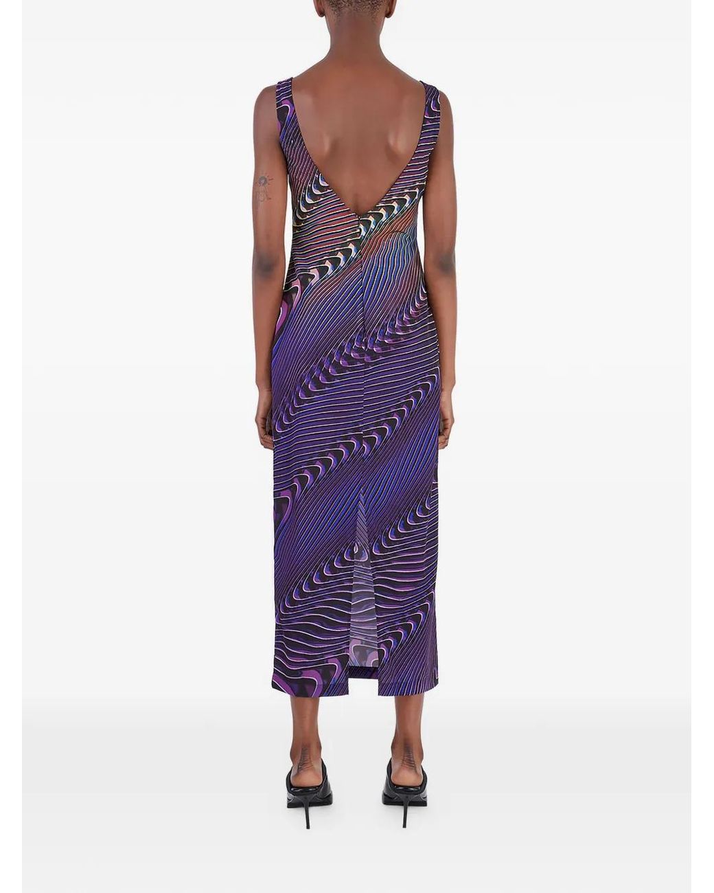 Maisie Wilen Purple Graphic Sleeveless Maxi Dress