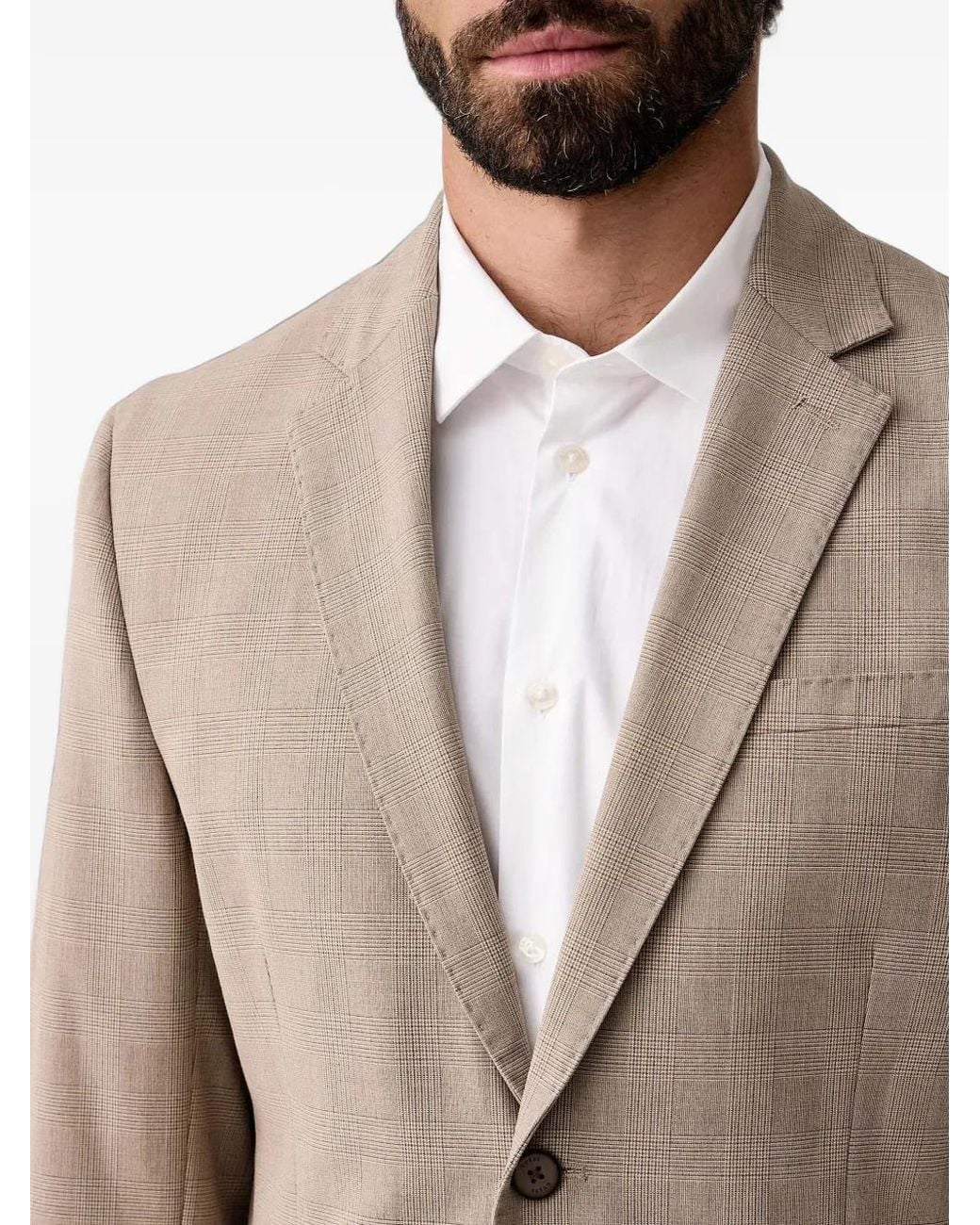 Guess Natural Checked-Pattern Blazer Jacket for men