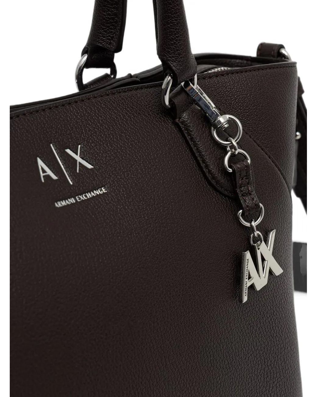 ARMANI EXCHANGE Black Sac Cabas Grainé À Breloque Logo