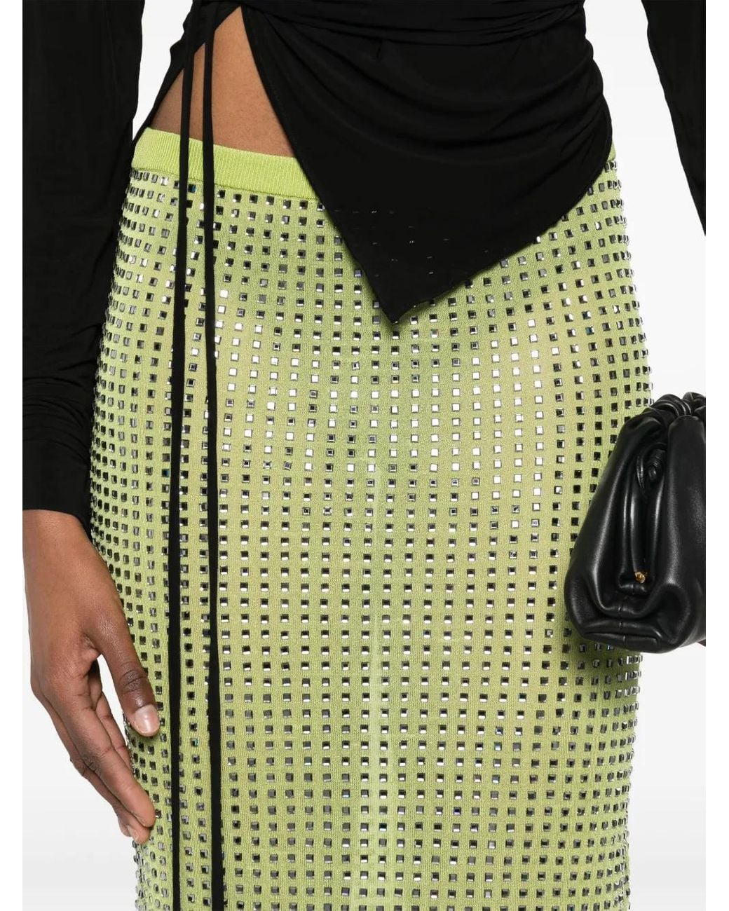 Christopher Esber Green Crystal-Embellished Midi Skirt