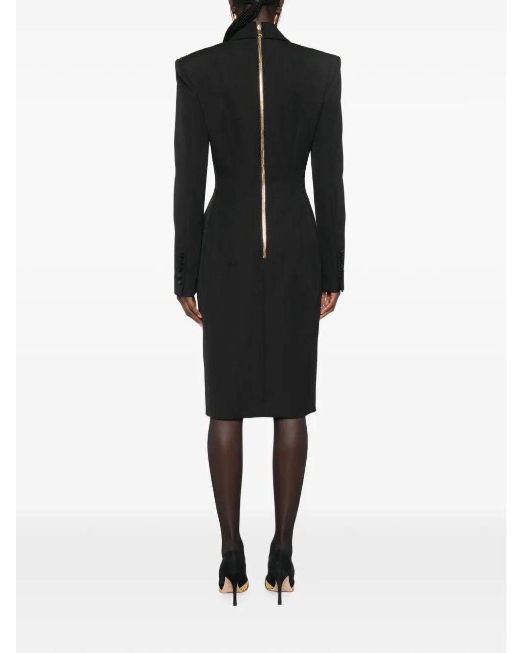 Balmain Black Double-Breasted Midi Dress