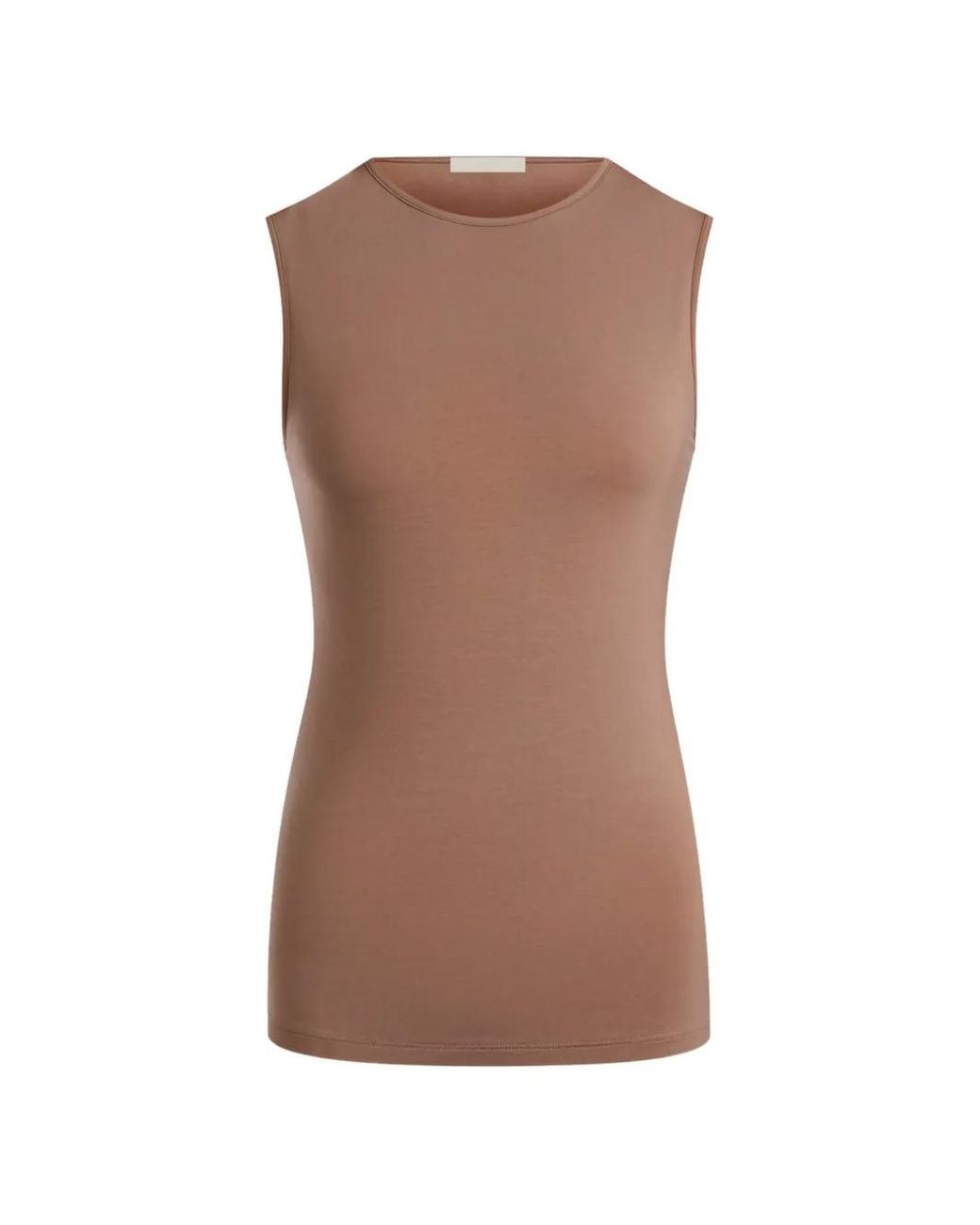 12 STOREEZ Brown Kim Crew-Neck Tank Top