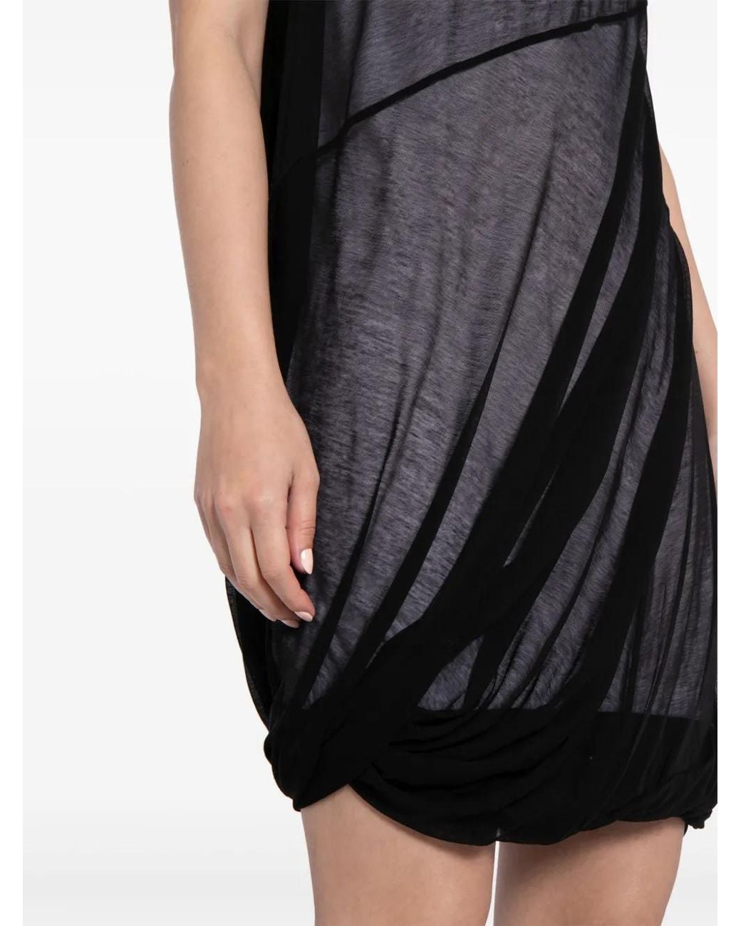 Helmut Lang Black Bubble Sheer-Overlay Dress