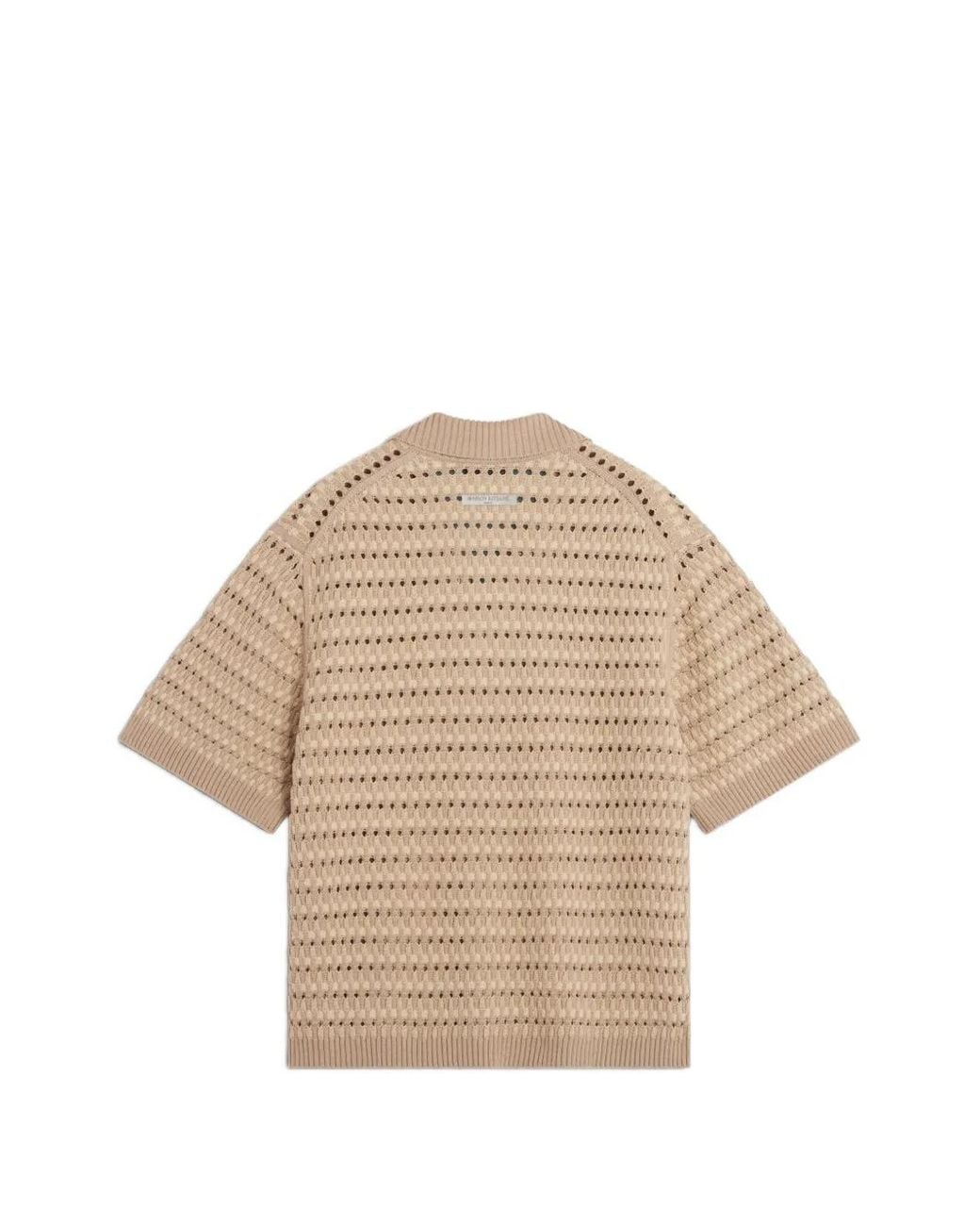 Maison Kitsuné Natural Open-Knit Polo Shirt for men