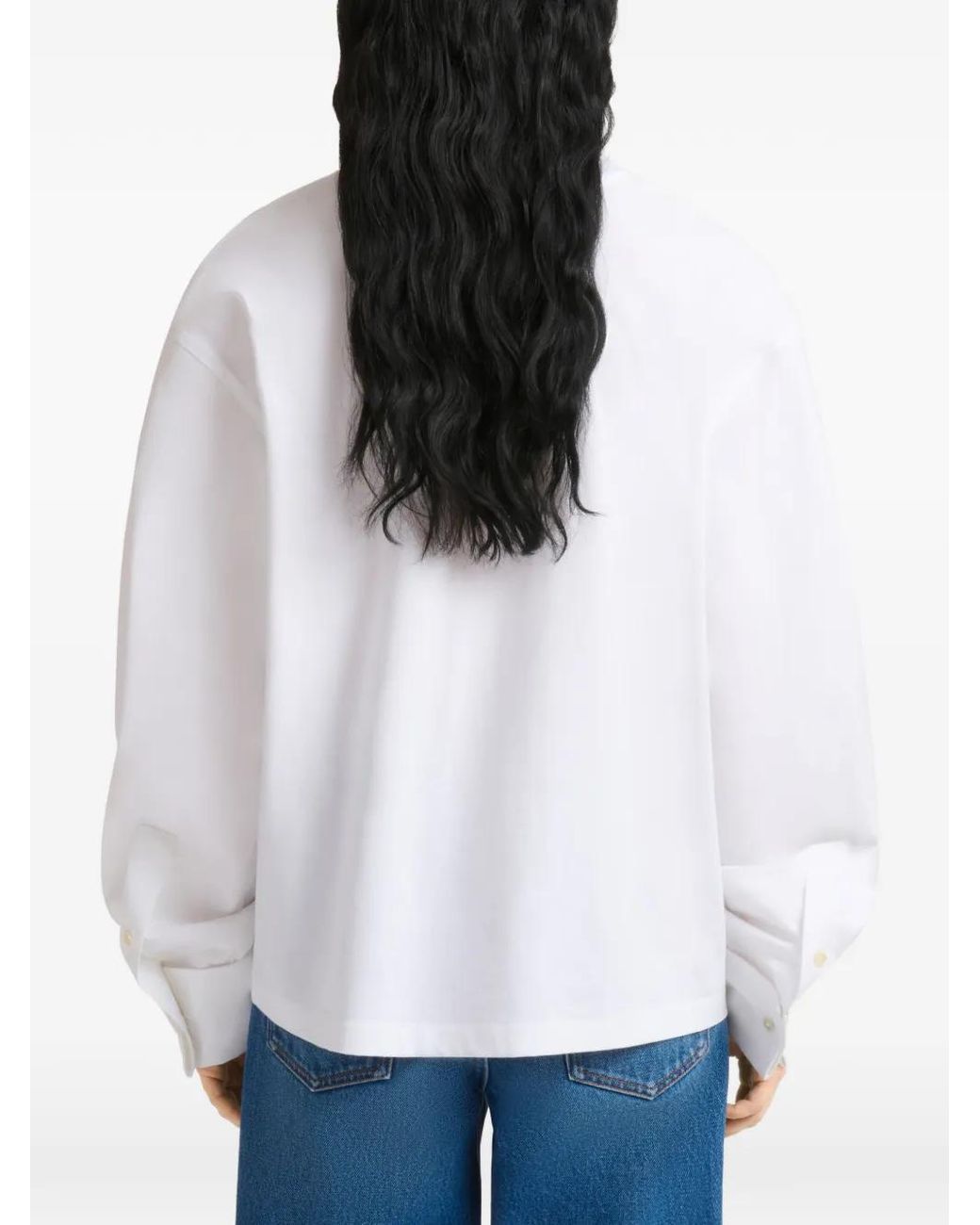Marni White Cotton T-Shirt With Shirt Sleeves