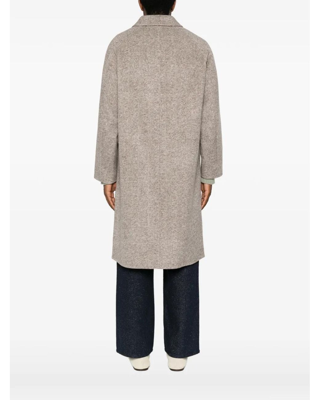 Amaranto Gray Herringbone-Pattern Raglan-Sleeve Coat for men