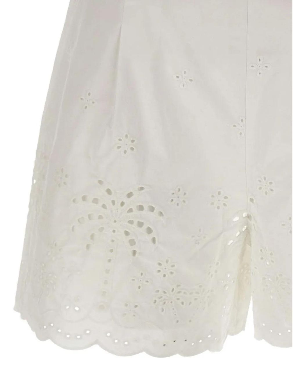 Mc2 Saint Barth White Amani Linen Shorts With Polka Dots Print