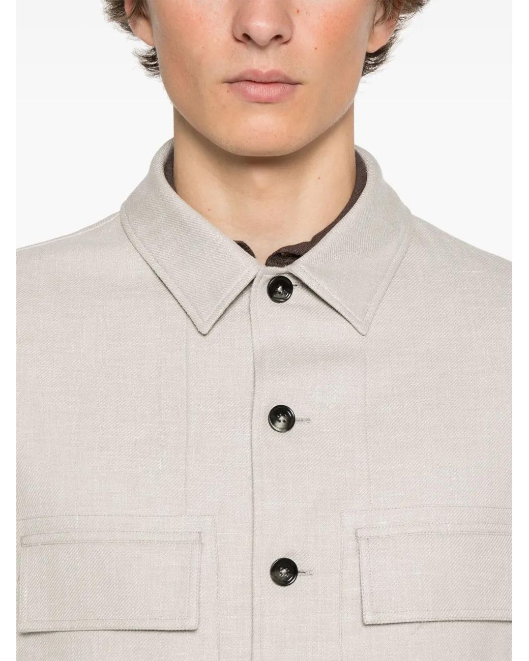 Zegna White Button Down Overshirt for men
