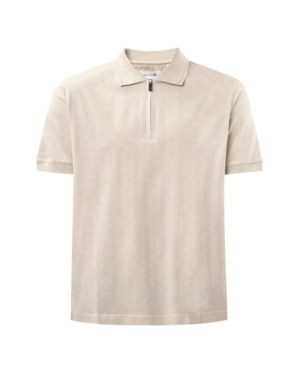 Pal Zileri Natural Monogram-Jacquard Zip-Fastening Polo Shirt for men