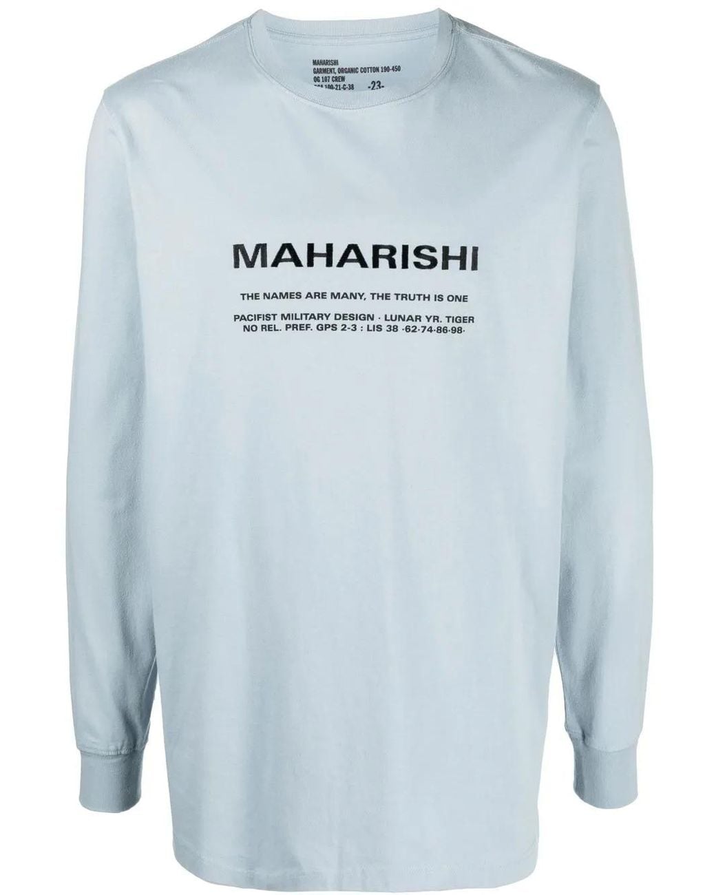 Maharishi Blue Logo-Print Long-Sleeve T-Shirt for men