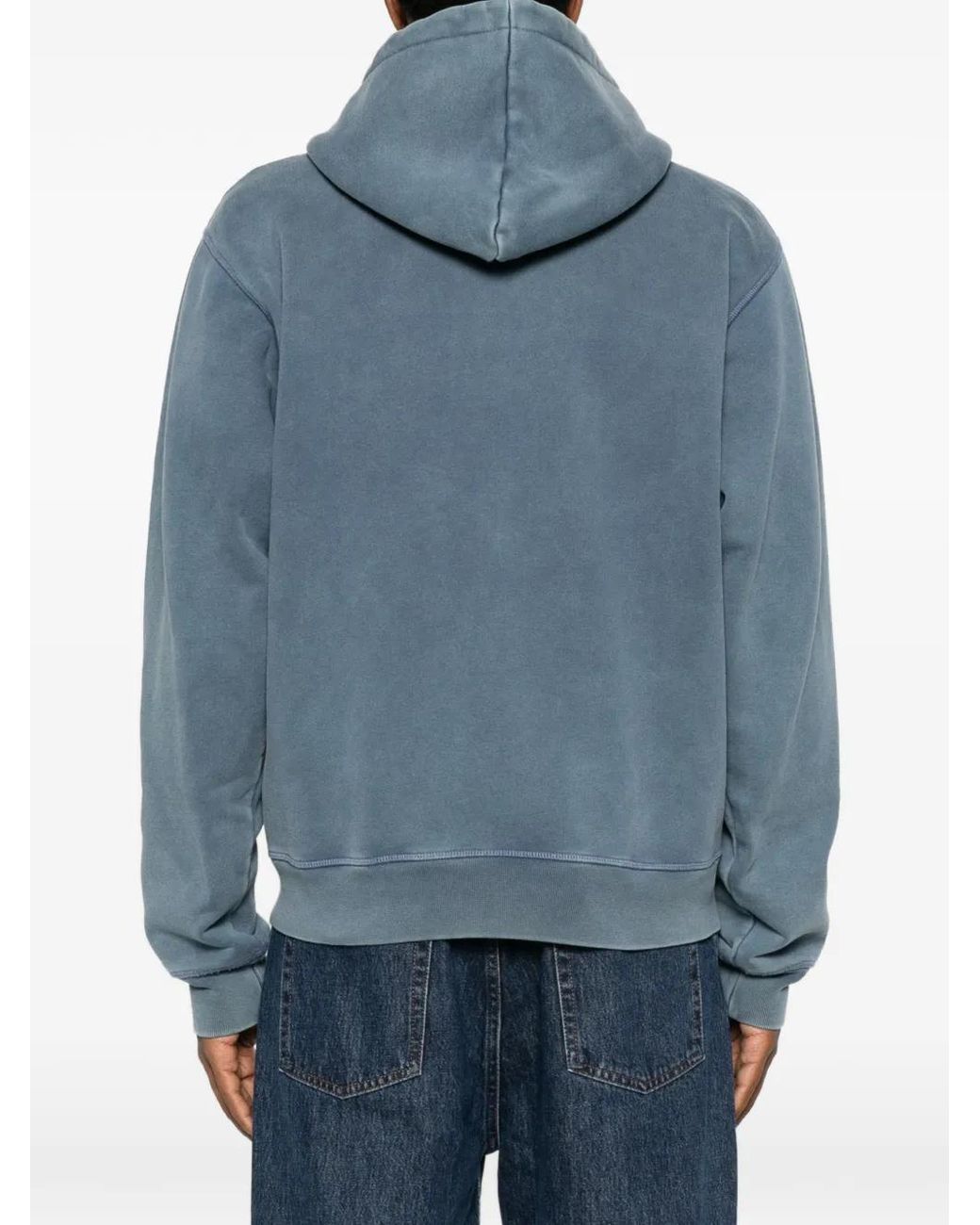 Arte' Blue Stencil Logo-Print Zip-Up Hoodie for men