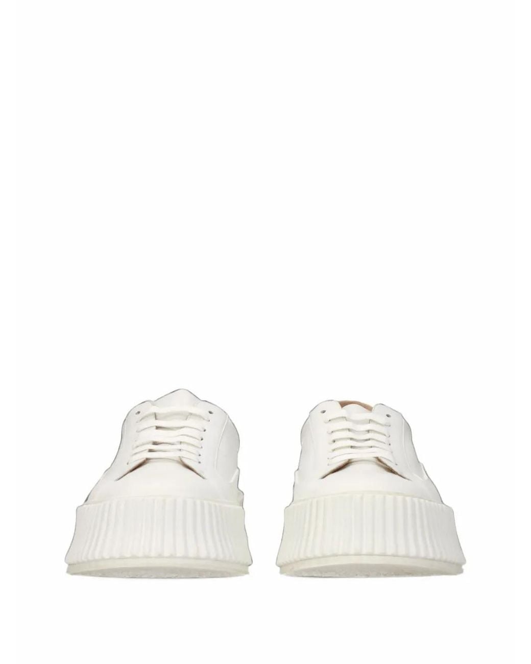 Jil Sander White Platform Leather Sneakers