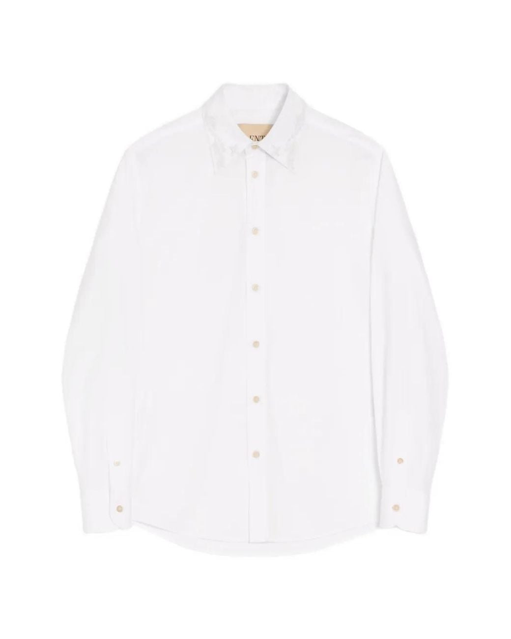 Valentino Garavani White Cotton Poplin Shirt With Embroidery On The Collar for men