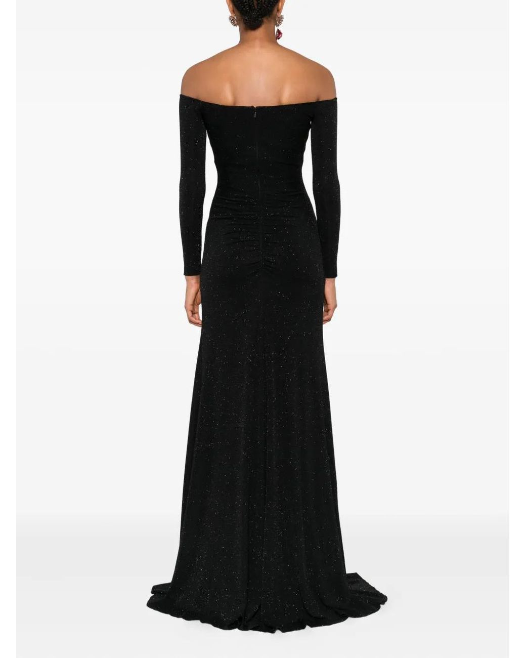 Nissa Black Glittered Maxi Dress