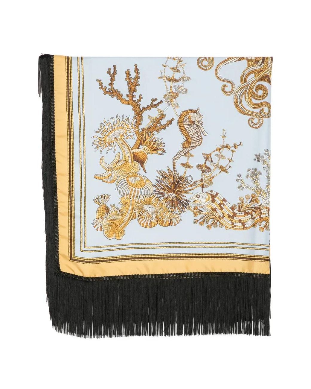 Sciarpa Con Frange E Stampa Mosaico di LaDoubleJ in Gray