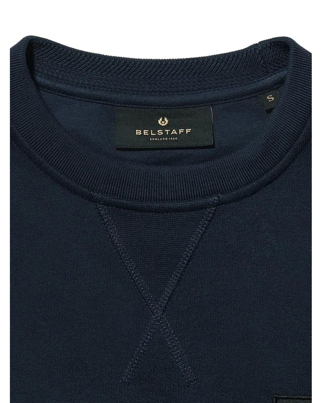 Belstaff Blue V-Stitch Logo-Patch Sweatshirt for men