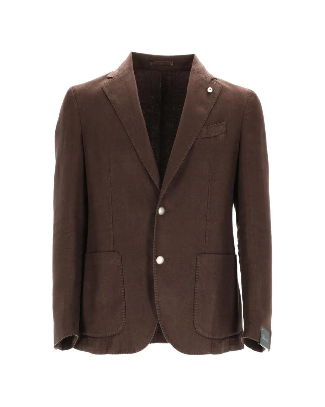 Brando Brown Herringbone-Weave Single-Breasted Blazer for men