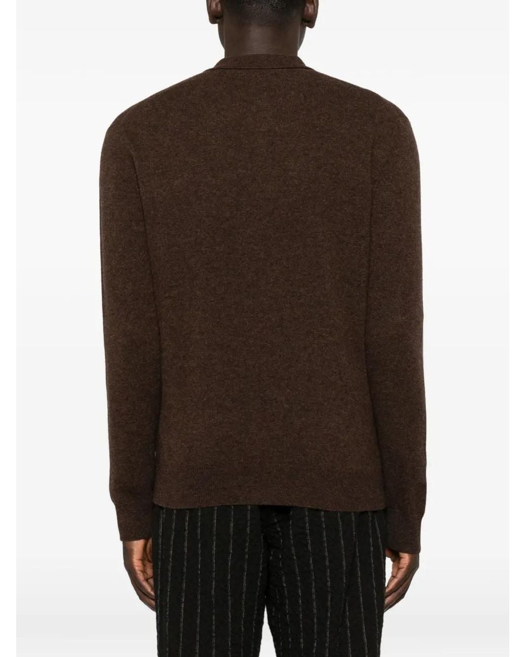 Hōsio Brown Button-Up Chest-Pocket Cardigan for men