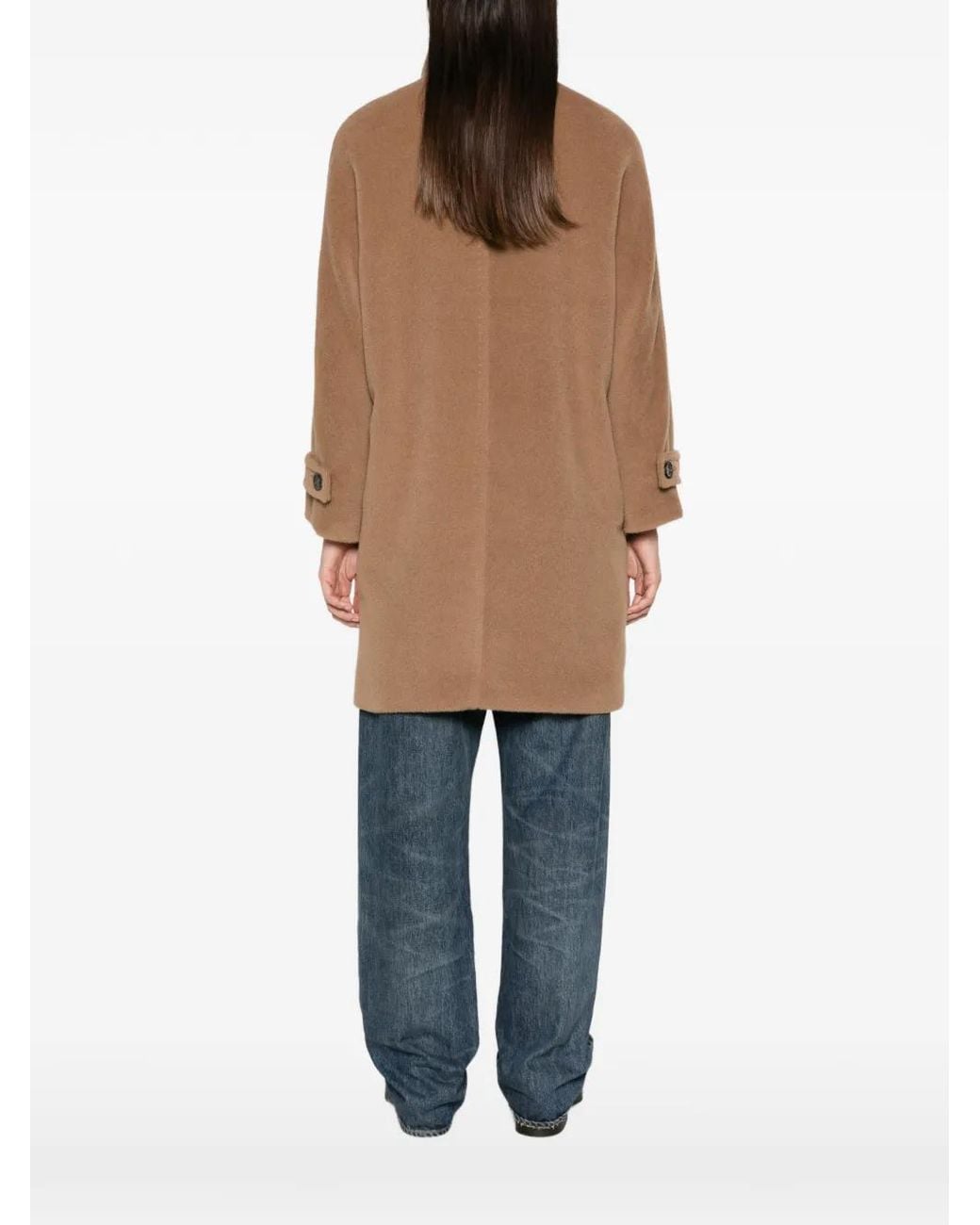 Max Mara Natural Double-Breasted Buttoned-Cuff Coat