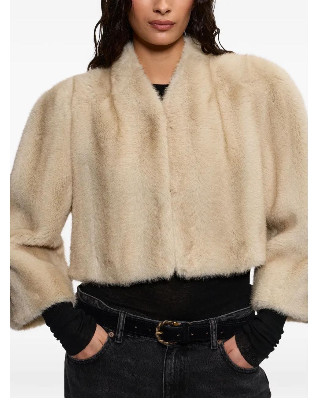 Stand Studio Natural Maaya Faux-Fur Jacket